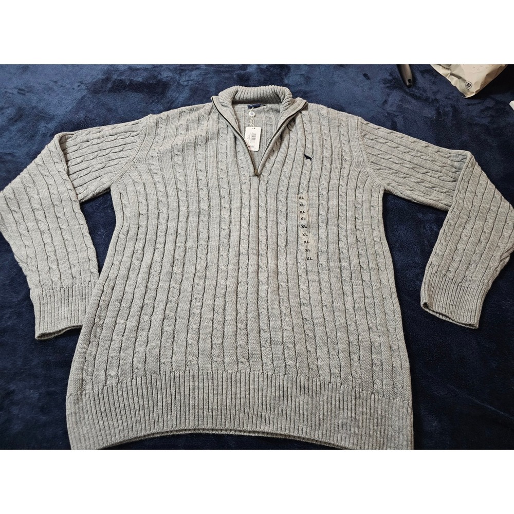 Simply Southern Outfitters Grayson Gray Cable Knit Quarter Zip Sweater Mens XL